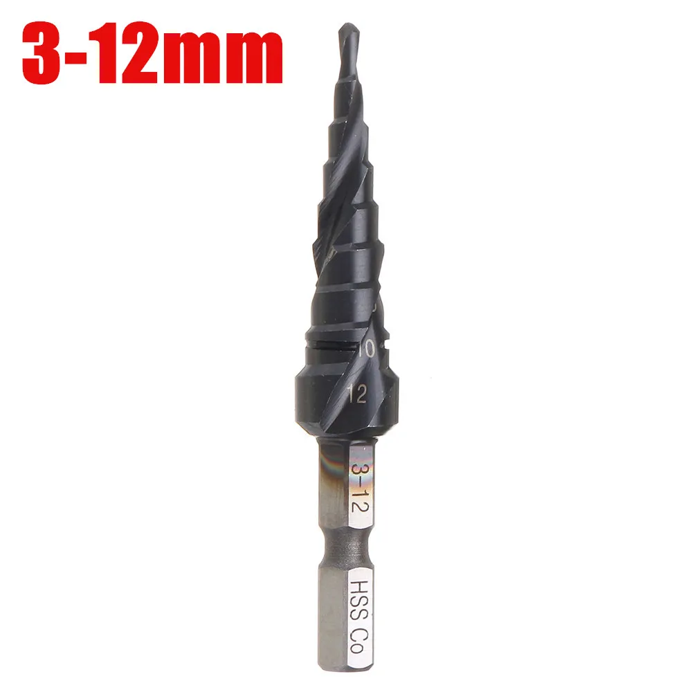 3-12mm Drillpro HRC89 HSS-Co M35 кобальтовое ступенчатое сверло 3-12/4-12/4-20 мм ступенчатое сверло с покрытием TiAlN 1/4 дюйма с шестигранным хвостовиком деревообрабатывающие Биты - Цвет: 3-12mm