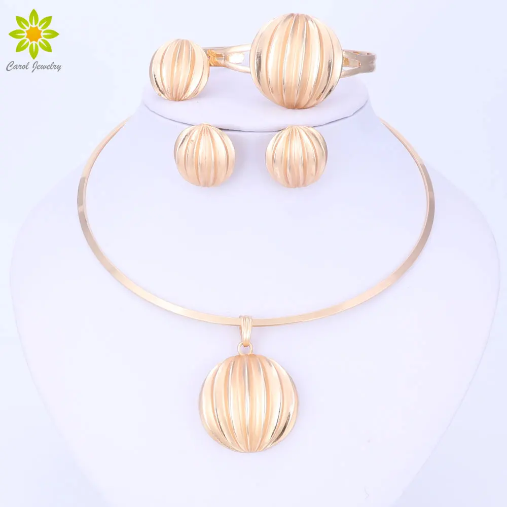 Дубай ювелирный набор золотой шар кулон ожерелье серьги браслет кольцо цвет