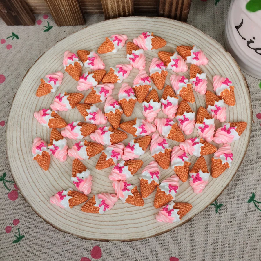 Kawaii плоские &quotсделай сам&quot Розовый мороженое поддельные торт Смола Кабошоны с
