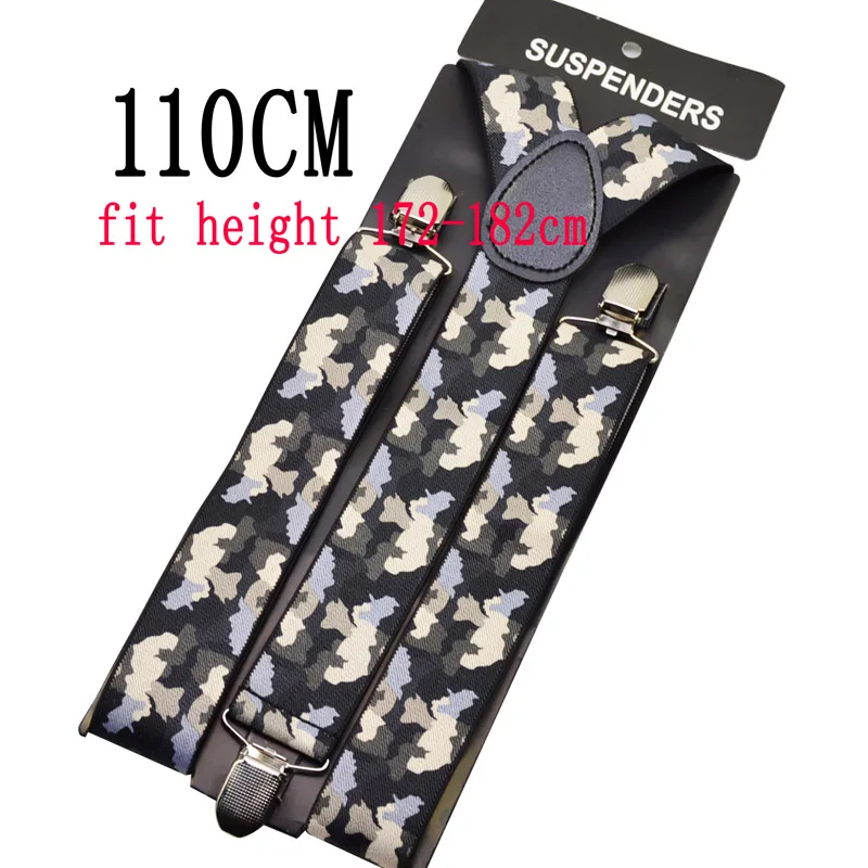 110cm 120 см мужские подтяжки 3,5 см широкий женский большой размер подтяжки 3 клип на Y-Back армейский зеленый камуфляж подтяжки эластичные BY18 - Цвет: 110cm