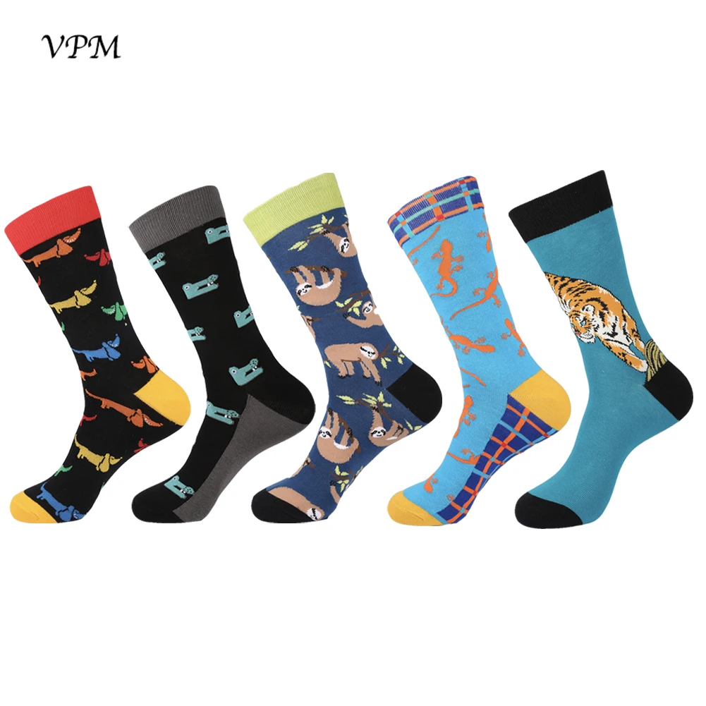 Vpm новый большой Размеры Для мужчин длинное платье носки Смешно Тигра Gecko