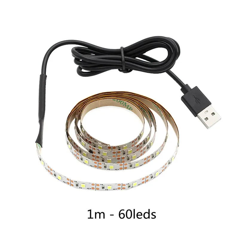 1m 60leds Питание от USB 50 см 1 м 2 м 3M 4M 5 м Светодиодная лента светильник DC 5 В Гибкая лампа SMD 2835 Рождественская декоративная лента для телевизора фоновый светильник ing - Испускаемый цвет: 1m 60leds