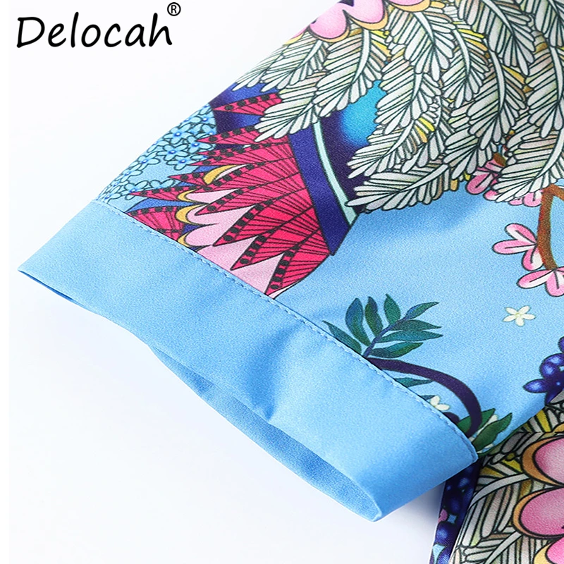 Delocah женские летние винтажные костюмы подиумная Модная рубашка с коротким