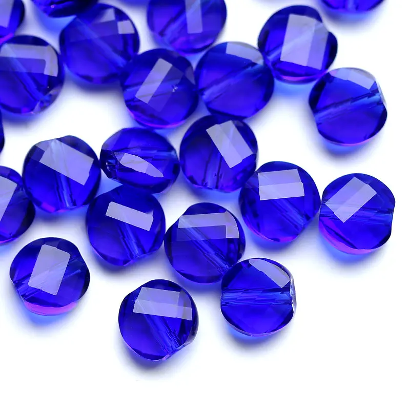 dark blue 7 мм смешанный граненый цвет стекла изгибающиеся бусины плоские хрустальные Австрийские бусины для шнур кожаный ювелирных издели - Цвет: dark blue