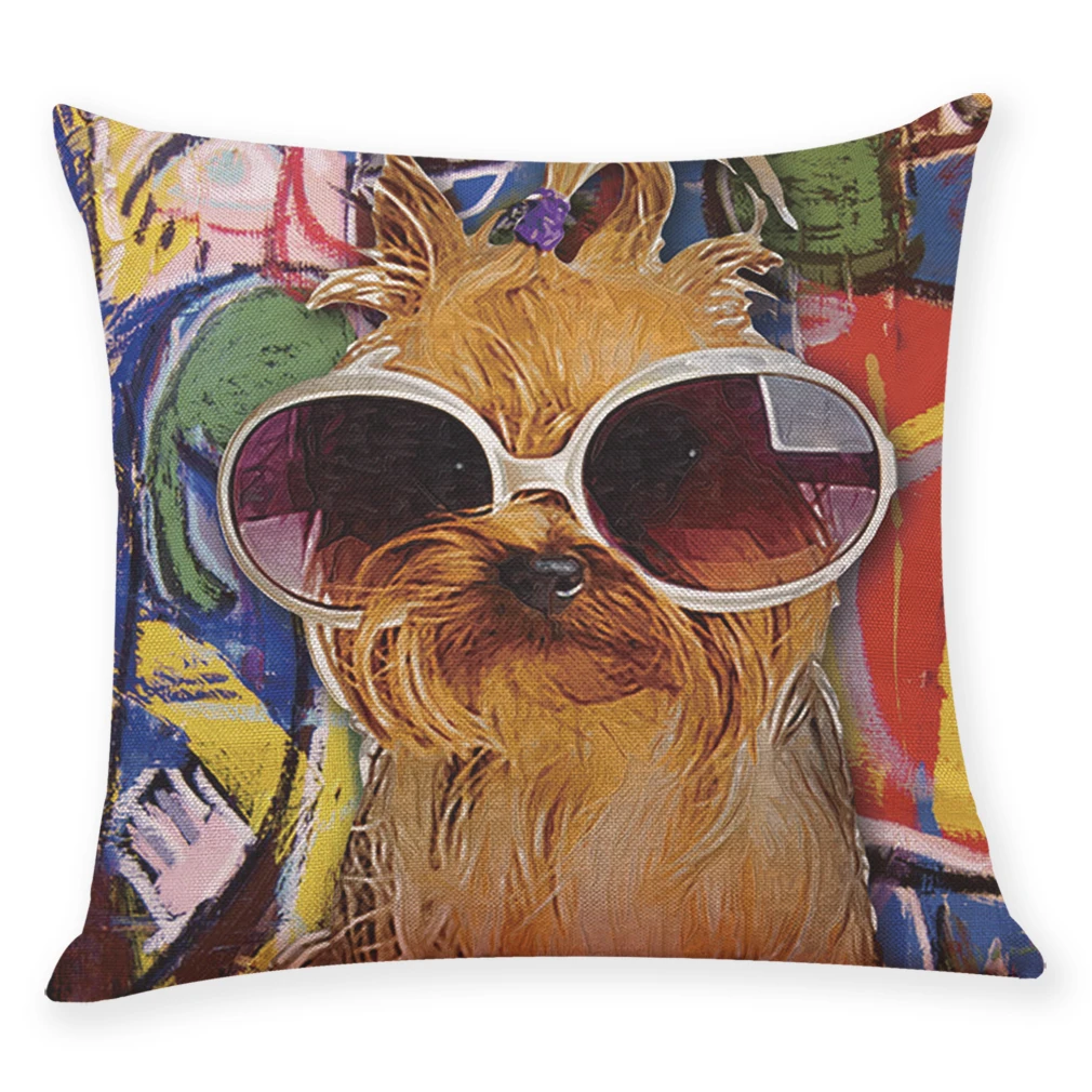Наволочка с рисунком собаки из мультфильма солнцезащитными очками принтом 45x45 см