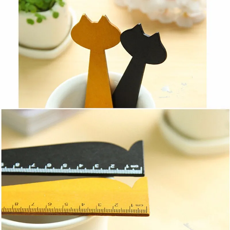 Kawaii Cat фигурная линейка 15 см милый Лес Животные прямые линейки подарок для детские школьные принадлежности канцелярские принадлежности черный желтый швейные инструменты