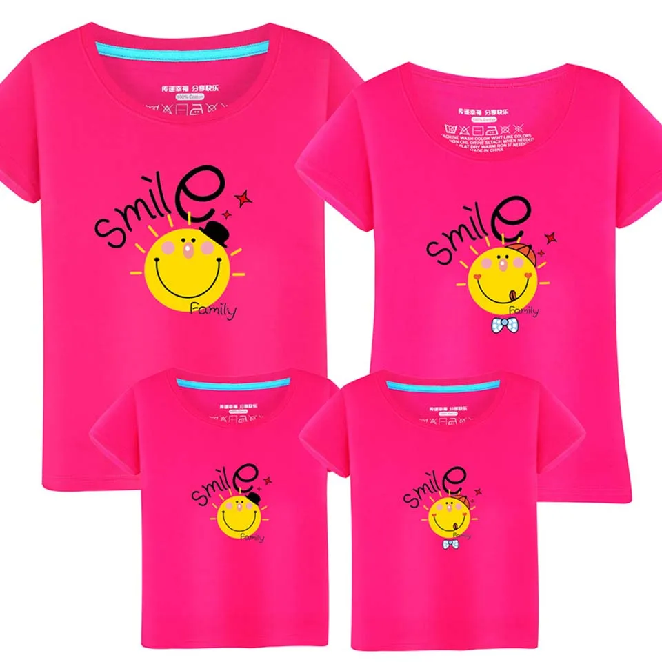 Летняя стильная одежда с героями мультфильмов для матери и дочери Отца Сына мамы