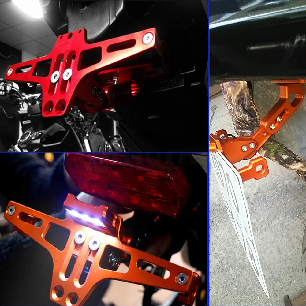 Мотоцикл CNC держатель номерного знака Кронштейн регулируемый угол Fender Eliminator LED