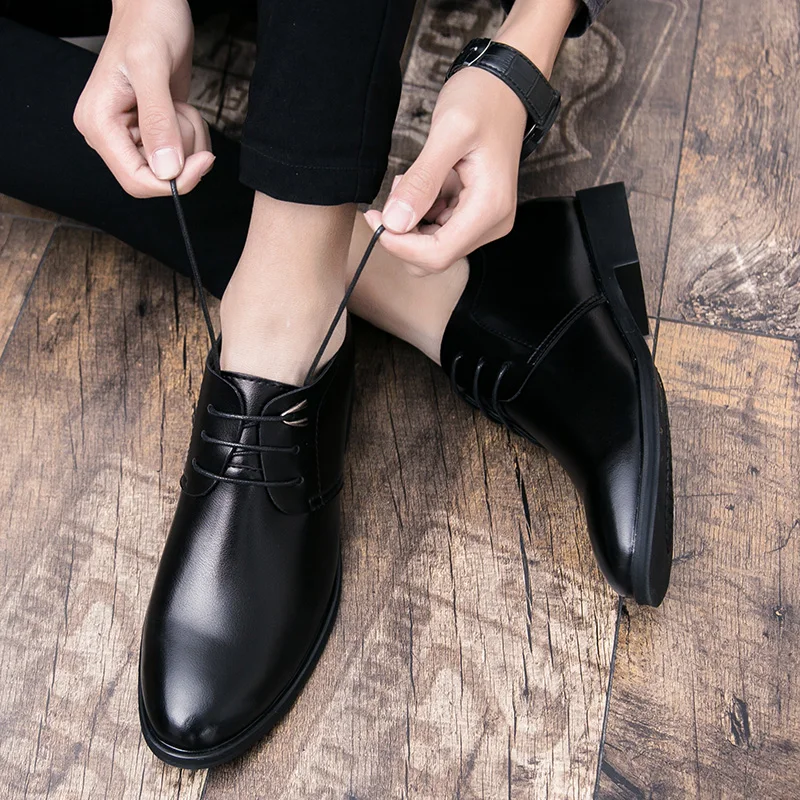 Men's Quality Leather Shoes Social Top Head Autumn Office lace up Soft Man Dress business wedding party l5 | Обувь