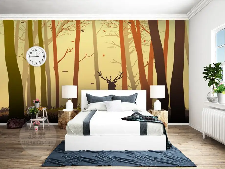 

Papel de parede Nordic forest elk modern wallpaper,restaurant bar living room sofa TV wall children bedroom 3d murals