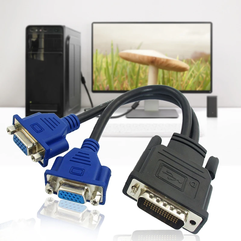 DMS-59 Pin to 2 Dual VGA 15 Pin Female Splitter Кабель-адаптер