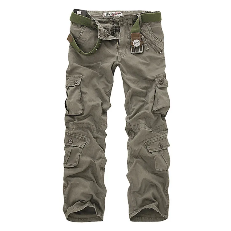 Earth army green Новые Брендовые брюки карго, мужские военные прямые брюки, мужские повседневные хлопковые камуфляжные длинные брюки с несколькими карманами, камуфляжные потертые брюки - Цвет: Earth army green