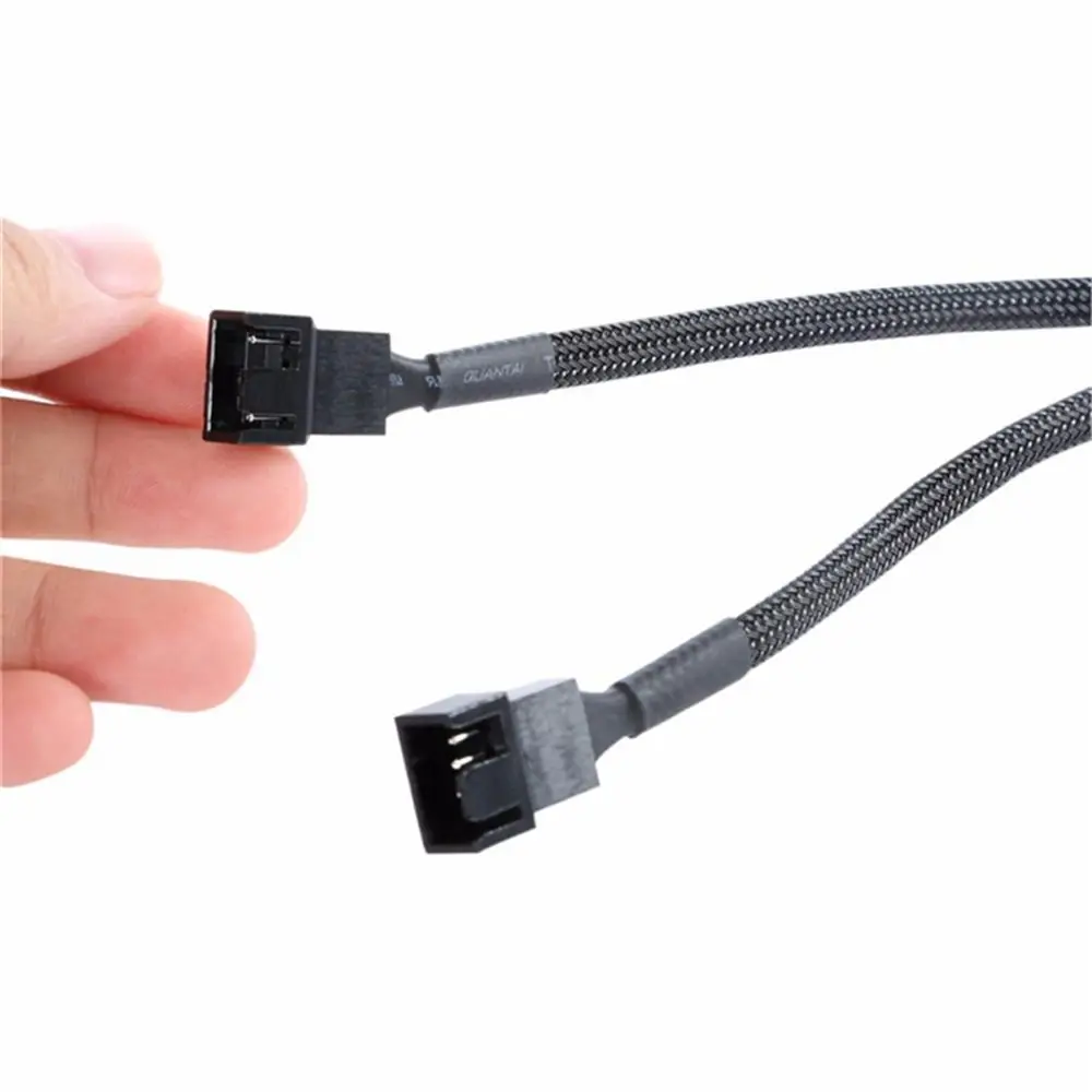 1 шт. 30 см Черный плетеный кабель Y разветвитель 3/4 pin PWM Fan компьютерный ПК