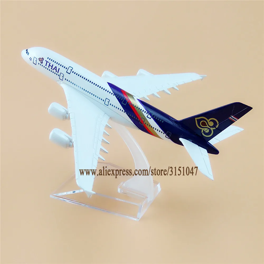 16 см сплав металла Air Thai A380 Airlines Airbus 380 Airways модель самолета Модель W подставка