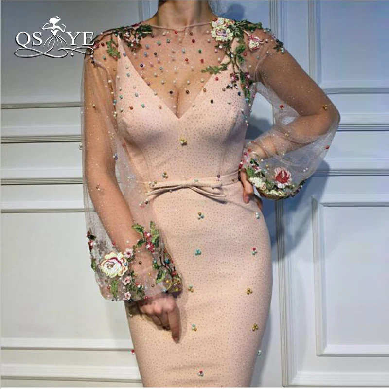 QSYYE 2018 сексуальные розовые Длинные Выпускные платья Русалочки Robe de Soiree 3D кружева