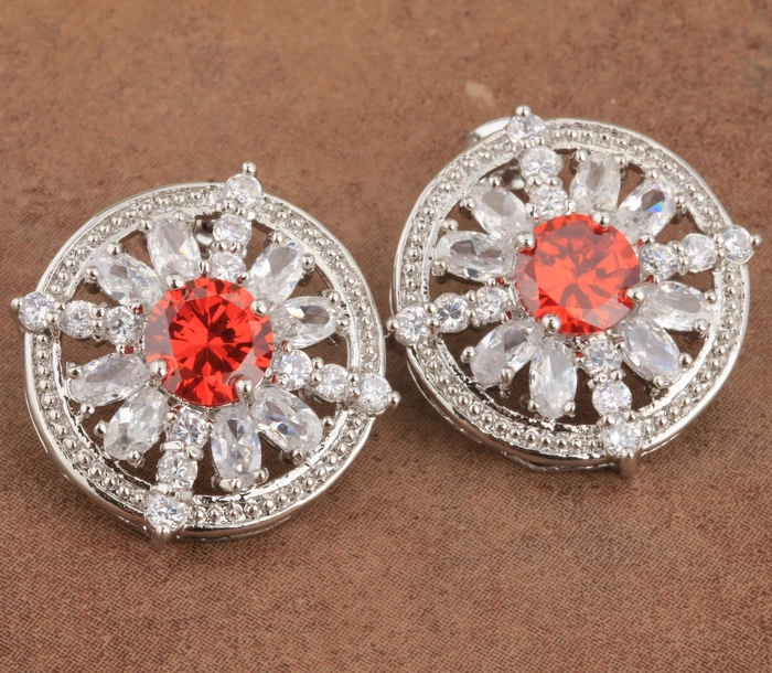 Комплект ювелирных изделий из колье серёг и подвески цвета красного вина|jewelry