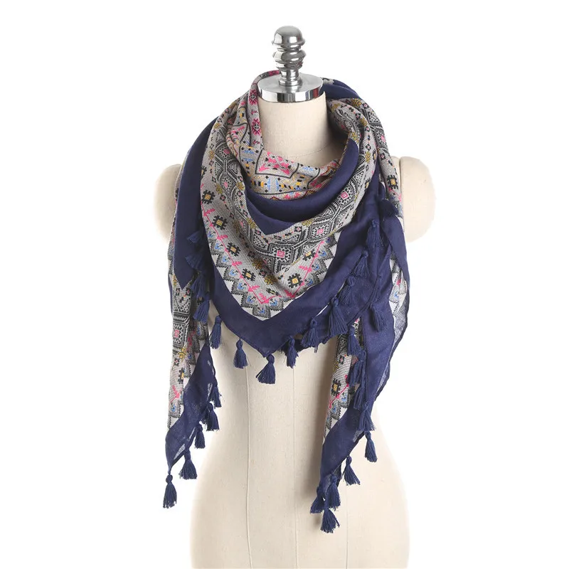 

Vintage Winter Autumn Women Scarf Cotton Linen Pashmina Woman Wrap Scarves Foulard Female Tassel Scarves Shawls 115*115 CM