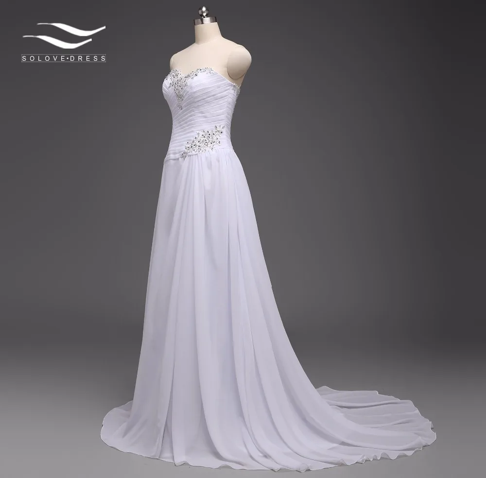 Шифоновое пляжное свадебное платье трапециевидной формы дешевое винтажное в