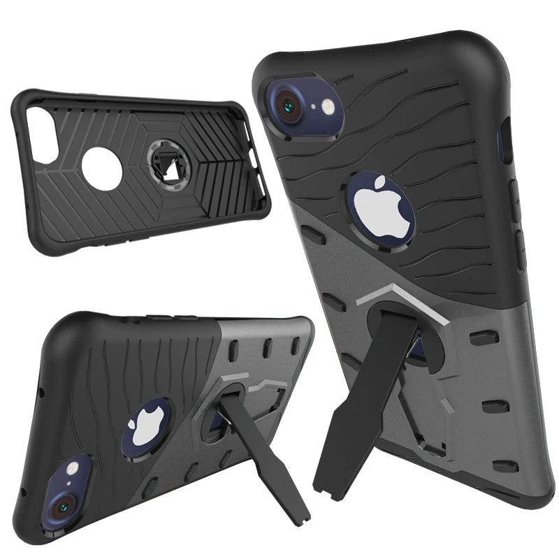 Амортизирующий чехол для iphone 7 4 дюйма черный Hyrbid с вращающейся подставкой