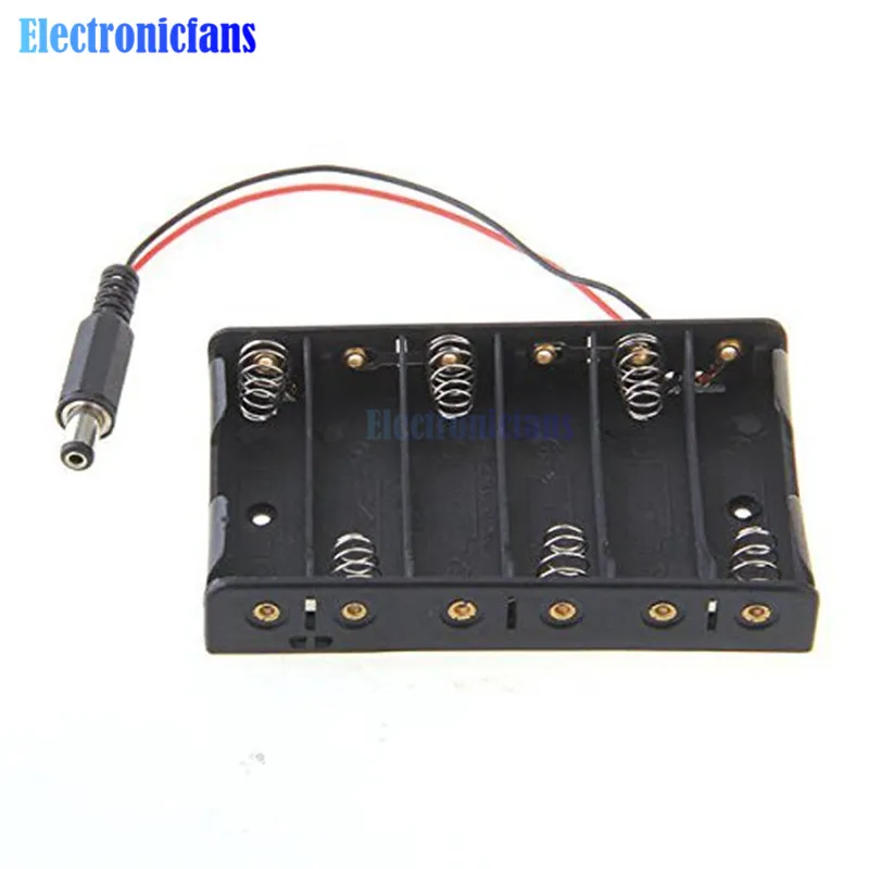 6 х АА батарея чехол держатель для хранения с DC2.1 разъем питания Arduino Diy банк