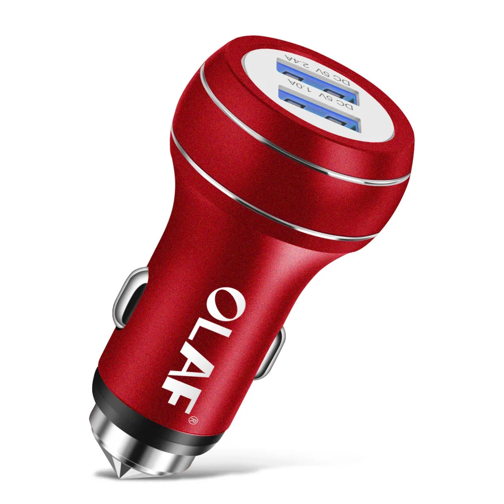 red OLAF Dual 5V2A автомобильное USB зарядное устройство для iPhone 6 7 X XS для samsung Galaxy S9 S8 Xiaomi Mi 8 a2 Для huawei p20 lite pro зарядное устройство для телефона - Тип штекера: red