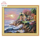 Золотой панно, Морской Маяк пейзаж картины Счетный напечатаны на холсте DMC 14CT 11CT DMS вышивки крестом вышивать 1122