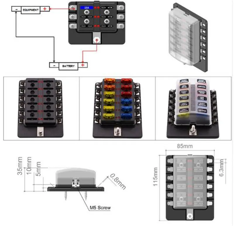 Блок предохранителей WUPP универсальный 1 в 10 32 в|fuse holder box|fuse box holdercar fuse |