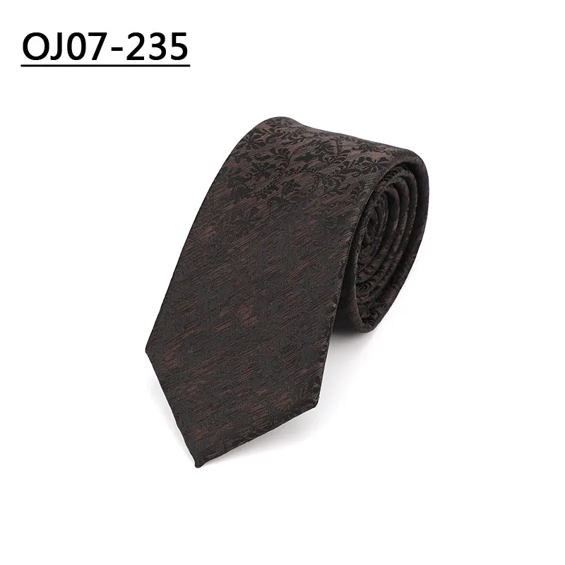 OJ07-235 YISHLINE Factory 7 см галстуки Пейсли жаккардовые галстуки для мужчин Свадебная вечеринка белая рубашка Жених Длинный Галстук Свадебные аксессуары - Цвет: OJ07-235