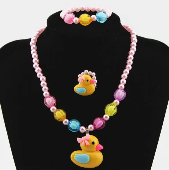 Ожерелье/браслет/кольцо с имитацией жемчуга 1 комплект = 3 шт.|jewelry sets|kids jewelry setskids |