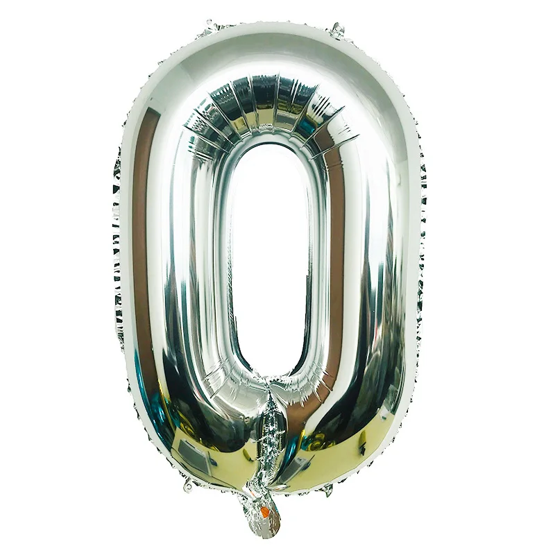 Silver number 0 32 дюйма Фольга шара с цифрой Большие размеры: 86X53 см воздушные гелиевые цифры воздушные шары Globos одежда для свадьбы, дня рождения украшения детская бальная - Цвет: Silver number 0