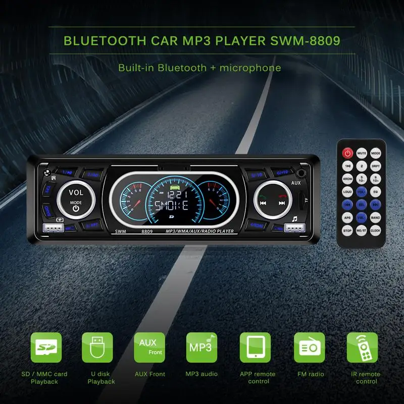 1 Din автомобильный Bluetooth стерео аудиомодулятор fm-приемник MP3 радио плеер USB/TF/AUX с пультом дистанционного управления автомобильный плеер