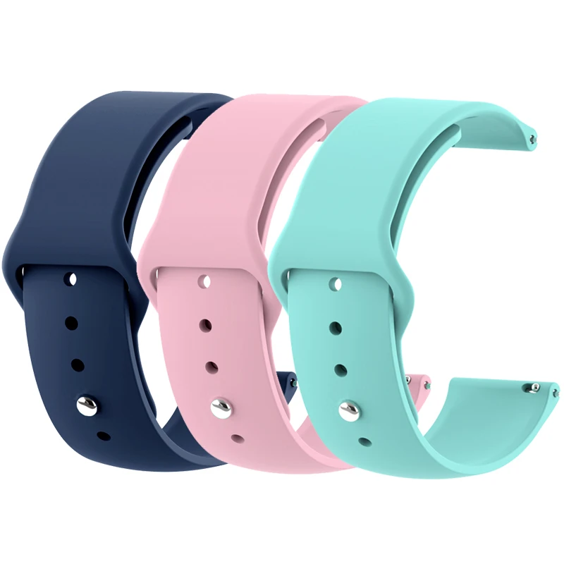 Navy Pink Mint Green 18 мм 20 мм 22 мм 3 шт. силиконовый ремешок для часов gear S2 ремешок для samsung gear S3 Classic Frontier Galaxy Watch Amazfit Bip браслет - Цвет ремешка: Navy Pink Mint Green
