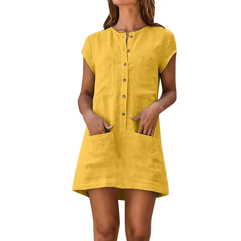 KANCOOLD/женское стильное платье; Feminino Vestido; хлопковое платье; летнее Повседневное платье размера плюс с круглым вырезом; Модное Новое Женское платье; 2019jun12