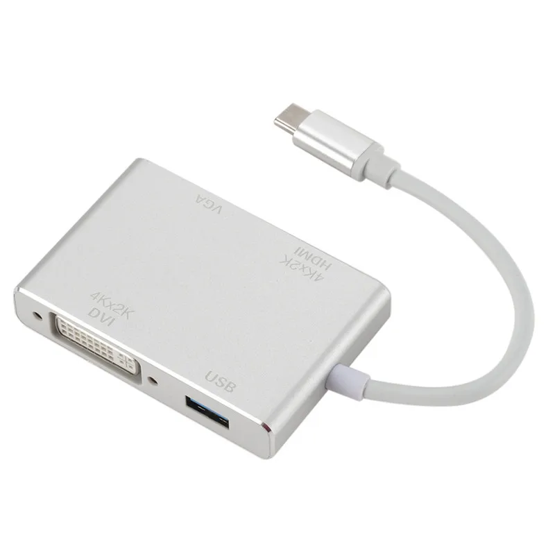 4 в 1 адаптер Type-C к HDMI VGAS DVI USB3.0 многопортовый конвертер Прямая поставка |