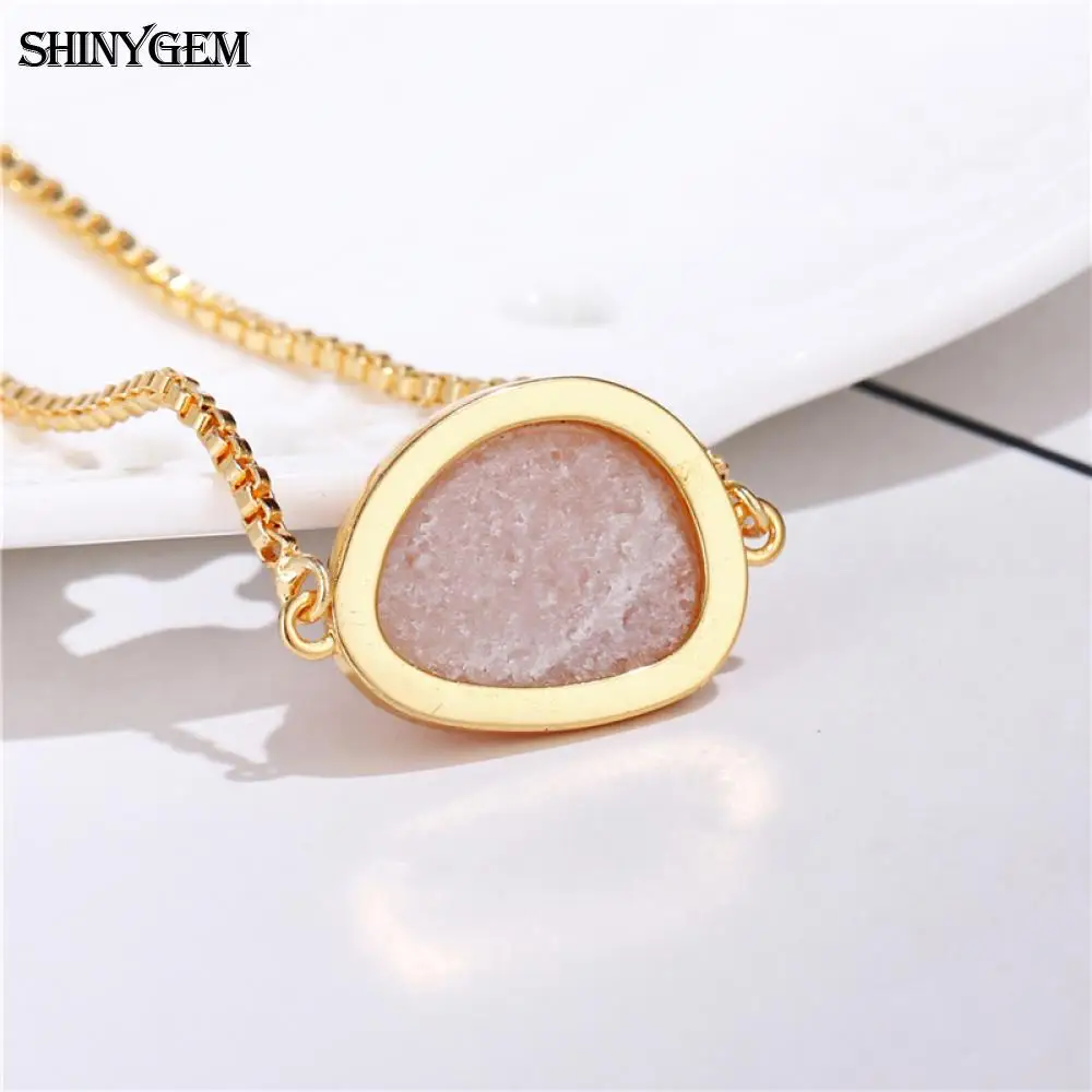 ShinyGem натуральный кристалл необработанные браслеты разноцветные капли воды друзы хрустальные Браслеты регулируемые браслеты из золотой цепи для женщин