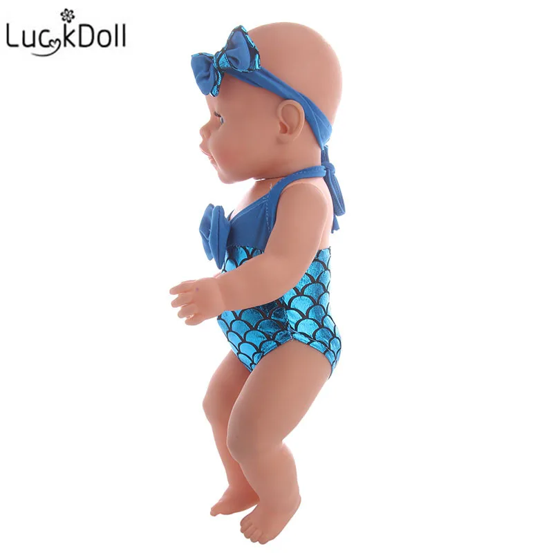 LUCKDOLL Мода 3 цвета кукла в купальнике+ повязка на голову подходит 18 дюймов американская кукла и 43 см кукла аксессуары