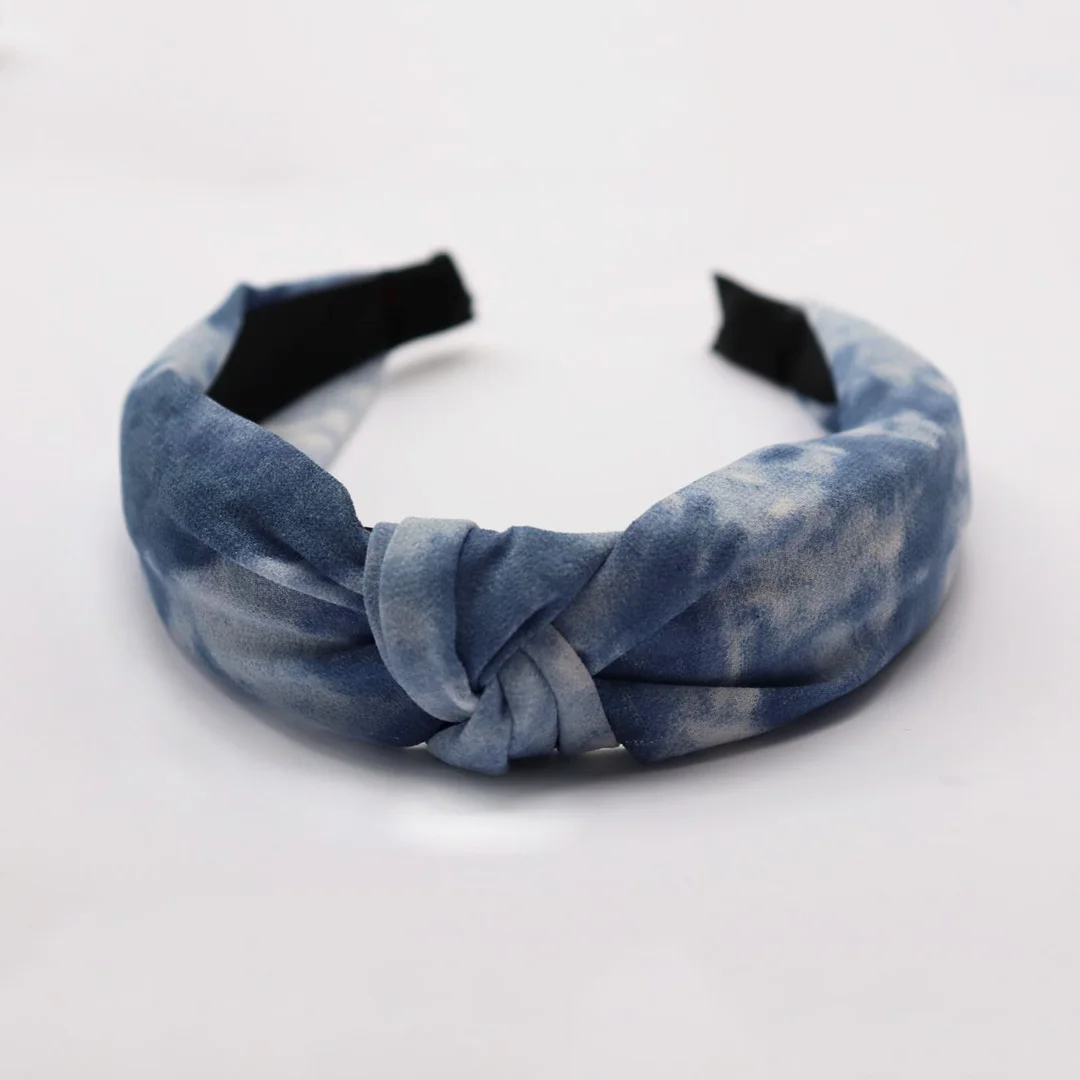 New Tie Dyeing Women Headbands Ink Color Hairbands Knotted Cross Head Hoop Crown Simple Headwear Hair Accessories