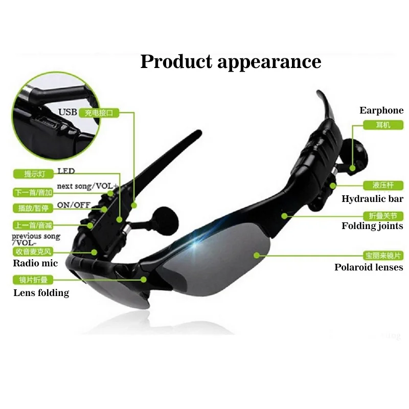 Солнцезащитные очки умные Bluetooth наушники анти-УФ анти-излучение для вождения