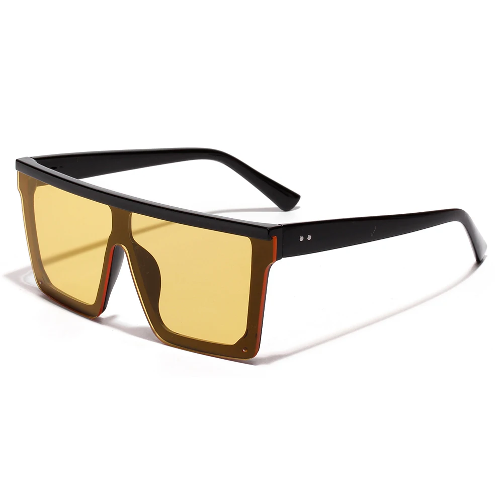 yellow Lens Kachawoo, цельные солнцезащитные очки, квадратные, мужские, большая оправа, женские солнцезащитные очки, негабаритные, черные, красные, uv400, унисекс, летние очки - Цвет линз: yellow Lens