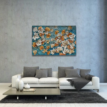 Осенняя картина маслом с упавшими листьями современная принтом большой размер