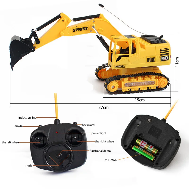 8CH Моделирование RC экскаватор игрушки с музыкой и светом детские мальчики RC грузовик игрушки подарки RC инженерный автомобиль детские игрушки