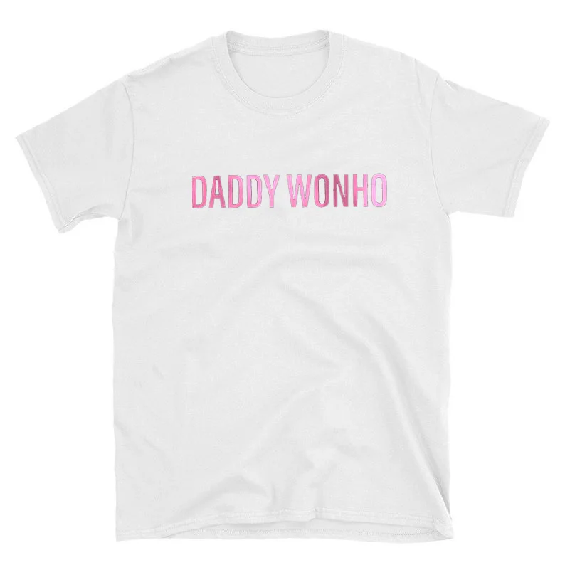 Белый Daddy Wonho, футболка унисекс с коротким рукавом для женщин и мужчин, забавный Топ Monsta X, летний хлопковый топ с коротким рукавом, уличная одежда, топы - Цвет: Белый
