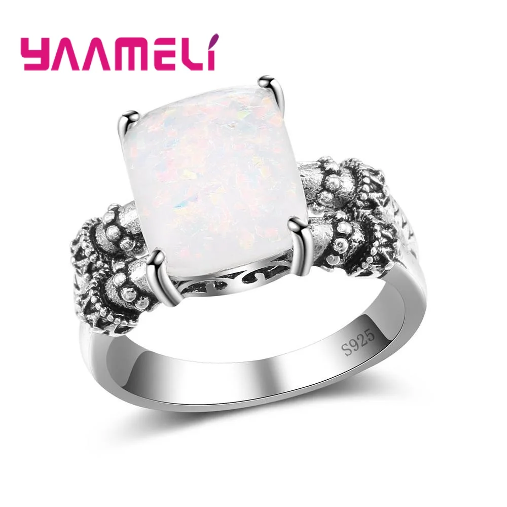 

New Latest 925 Sterling Silver Accessories Pretty Good Finger Rings Jewelry Pave Charm Pink Opal Stone Promotion Price