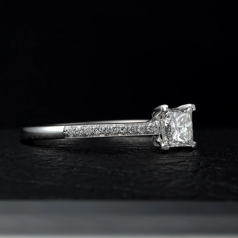 ANI 18 K Белое Золото(AU750) обручальное кольцо подлинное 0,4 CT Принцесса Cut Сертифицированный I/SI АЛМАЗ Anillos 1 ряд дрель дизайн ювелирные изделия