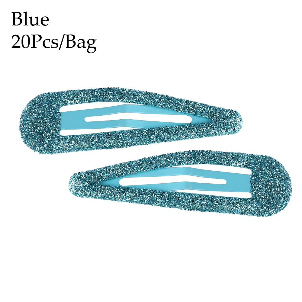 blue 20 шт. блестящие заколки для волос, заколки для волос для детей, Детский зажим для волос, заколки для волос для маленьких девочек, аксессуары для волос, милые металлические заколки 5 см - Цвет: blue