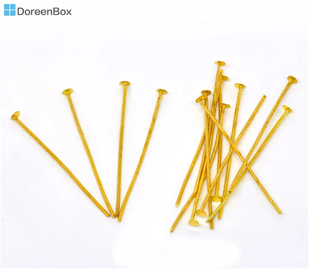 Doreen Box Lovely 400 шт. булавки золотого цвета на голову 0 7x40 мм (21 калибр) (B01524)|head pins|pin