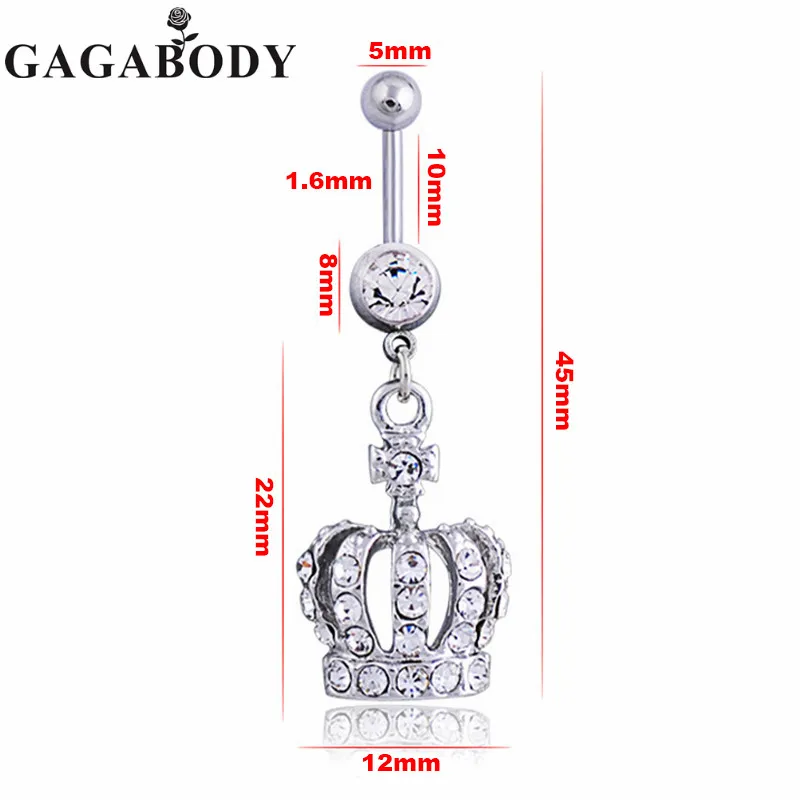 Новинка 316L хирургическая сталь Корона кольцо для живота горный хрусталь пупка