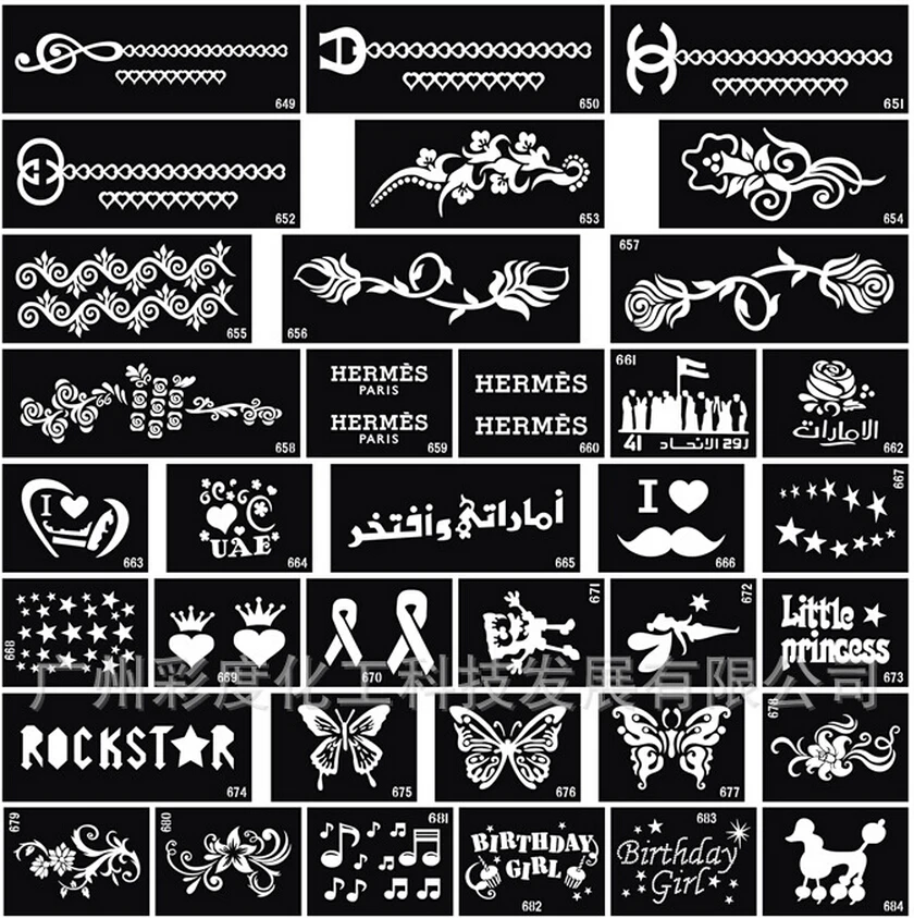 10 шт Шаблон татуировки слова бабочки трафарет смешанные узоры|painting stencil|tattoo