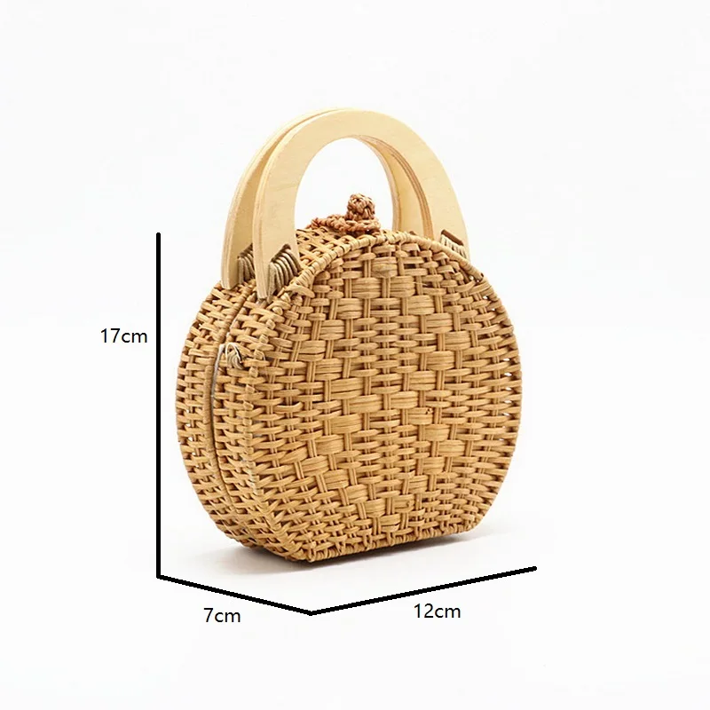 Круглые ручки сумки из ротанга деревянной ручкой Для женщин Crossbody Креста тела |