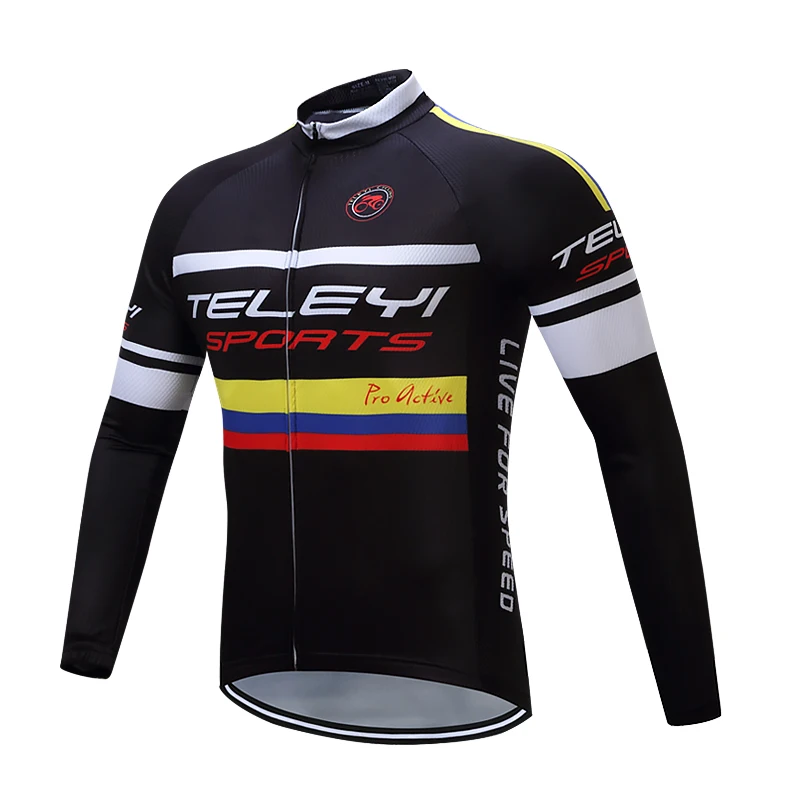TELEYI 2017 manica lunga pro велосипедные Джерси осень/primavera 100% полиэстер ropa ciclismo